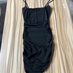 Windsor Black Ruched Mini Dress